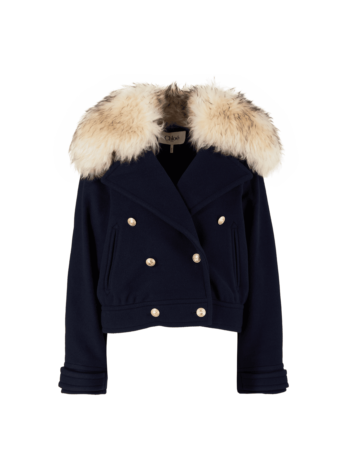 Cabanjacke mit Fellkragen Marineblau