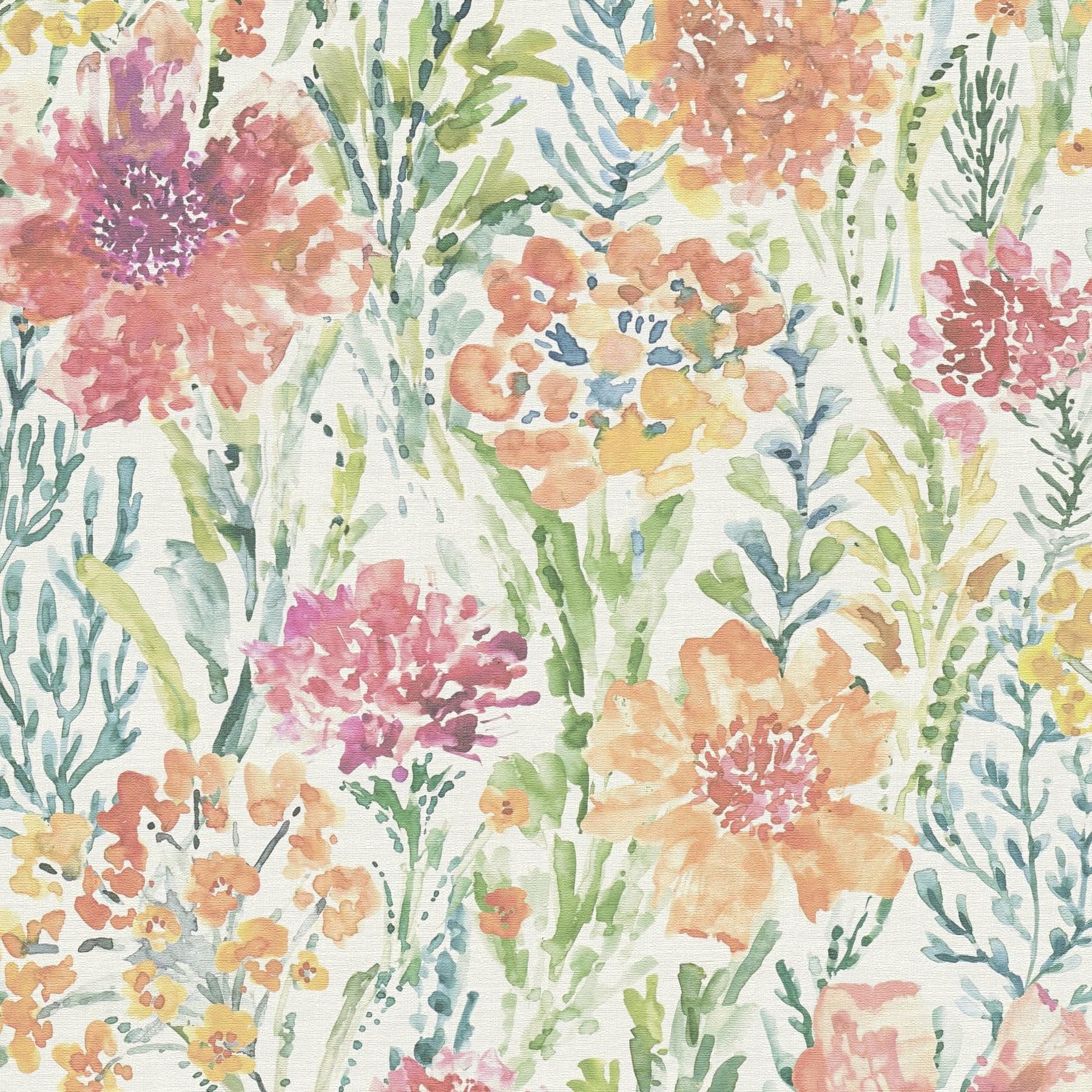 Vliestapete 396951 Bunt Weiß Rot Blumen Floral Aquarell Dreams A.S. Creation