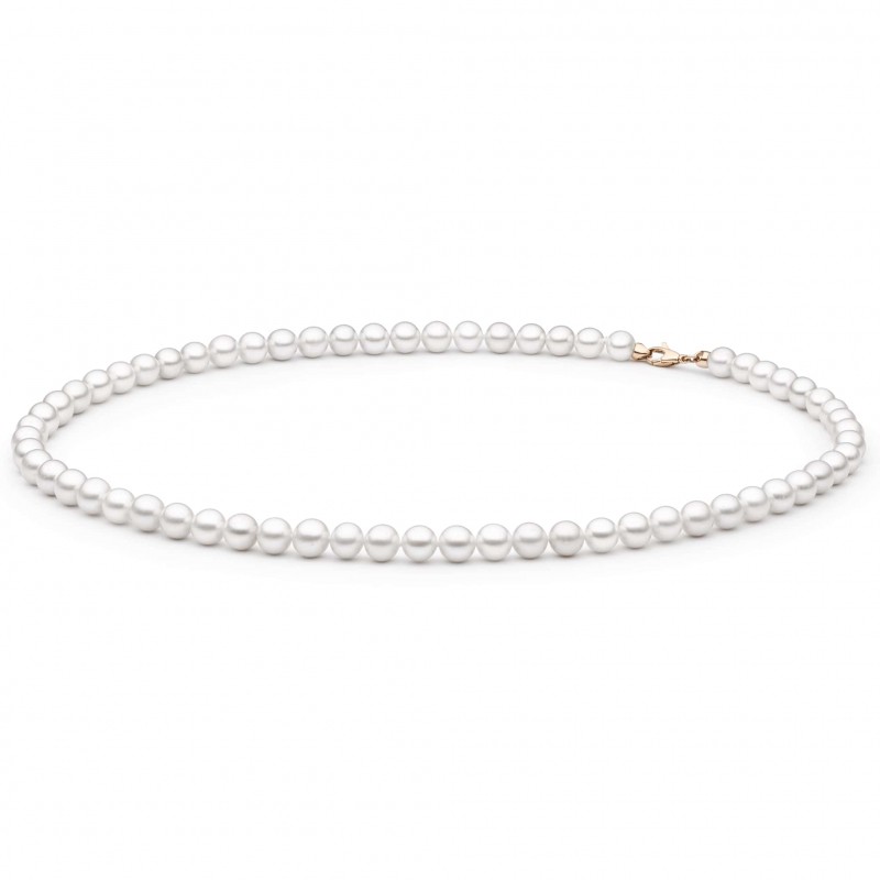 Gaura Pearls Perlenkette - weiß, klassisch, 40 cm, 585 Roségold