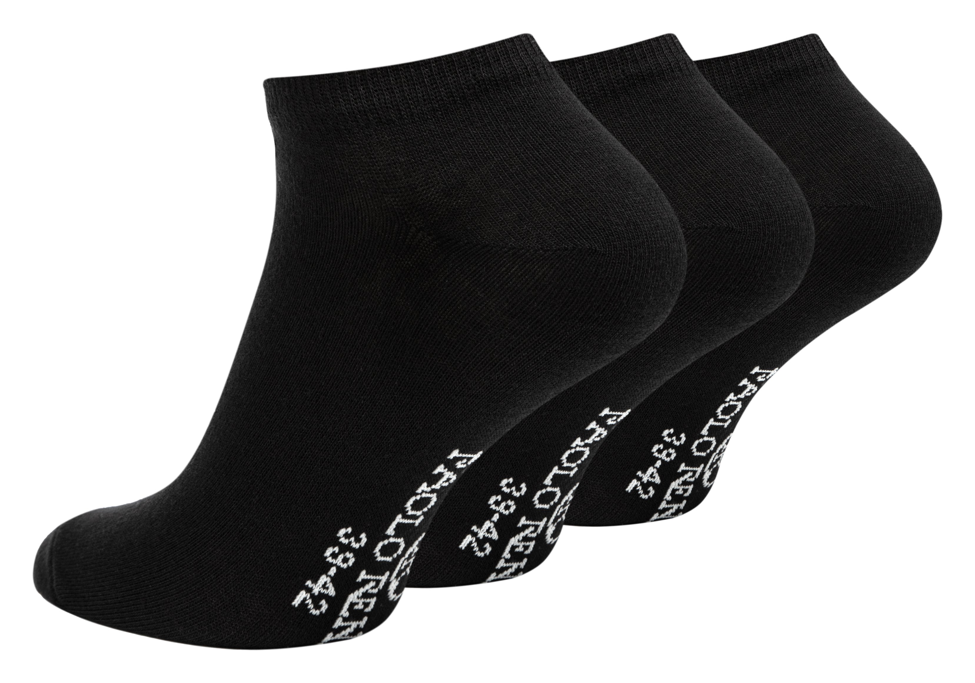 Paolo Renzo® Unisex Sneaker Baumwolle 3/6/12/18 oder 36 Paar - Größen 35/38, 39/42 und 43/46 - Schwarz / 39-42 / 3