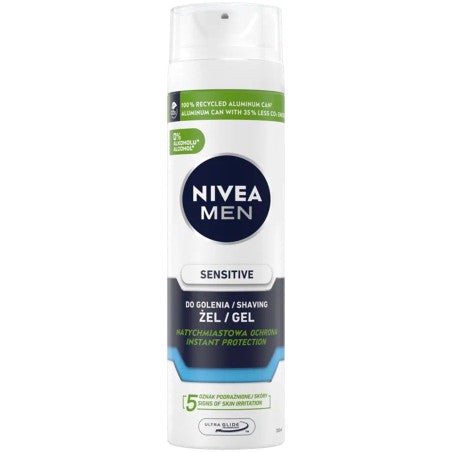 Nivea Men Sensitive – alkoholfreies schützendes Rasiergel, 200 ml