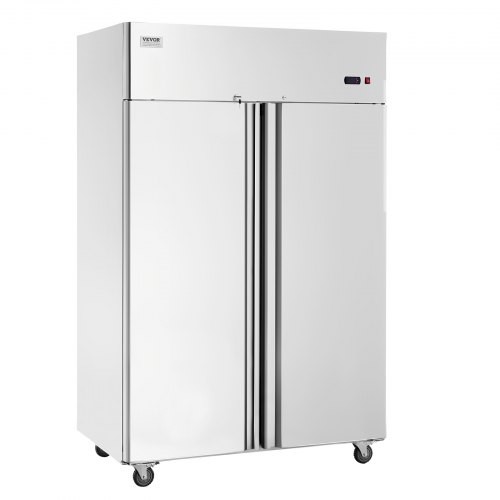 VEVOR Gewerbe-Gefrierschrank 1100 L, Gefrierschrank mit 2 Türen, Edelstahl-Gefrierschrank mit automatischer Abtauung, 6 verstellbaren Ablagen, Temperaturregelung von -25 bis -15 °C und 4 Rädern