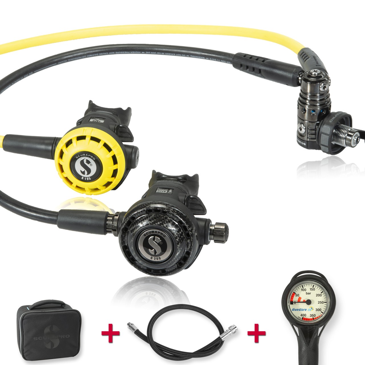 Scubapro MK25 EVO Black Tech G260 Carbon Black Tech - Komfort Sparset