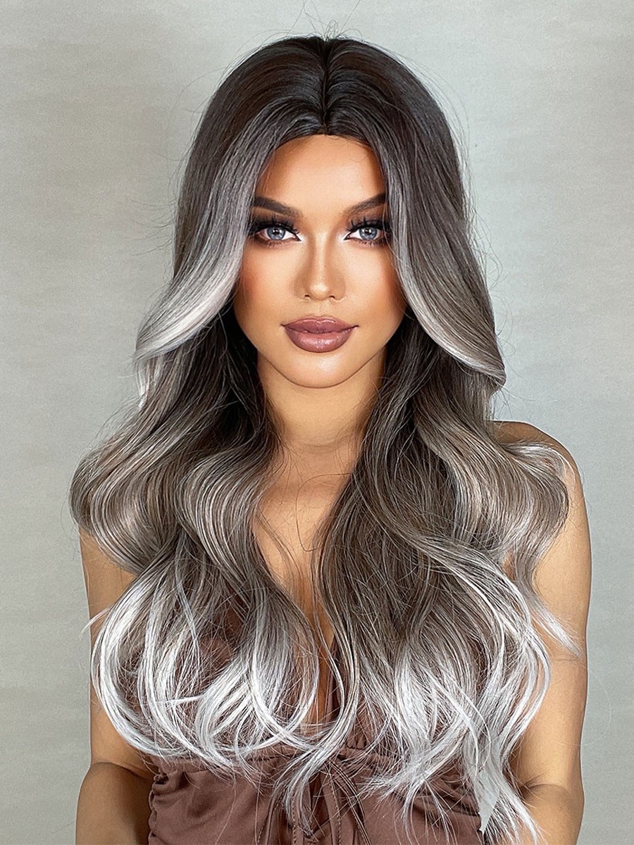 Lange Perücke für Frauen Ombre lockige feminine zerzauste lange synthetische Perücken