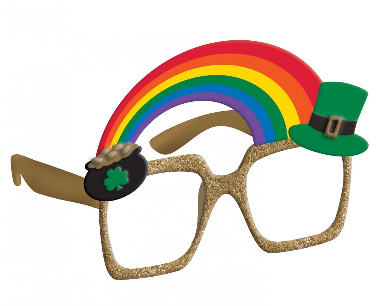 Regenbogen Kobold Partybrille | OS - Gold  | Wir machen Party.de |
