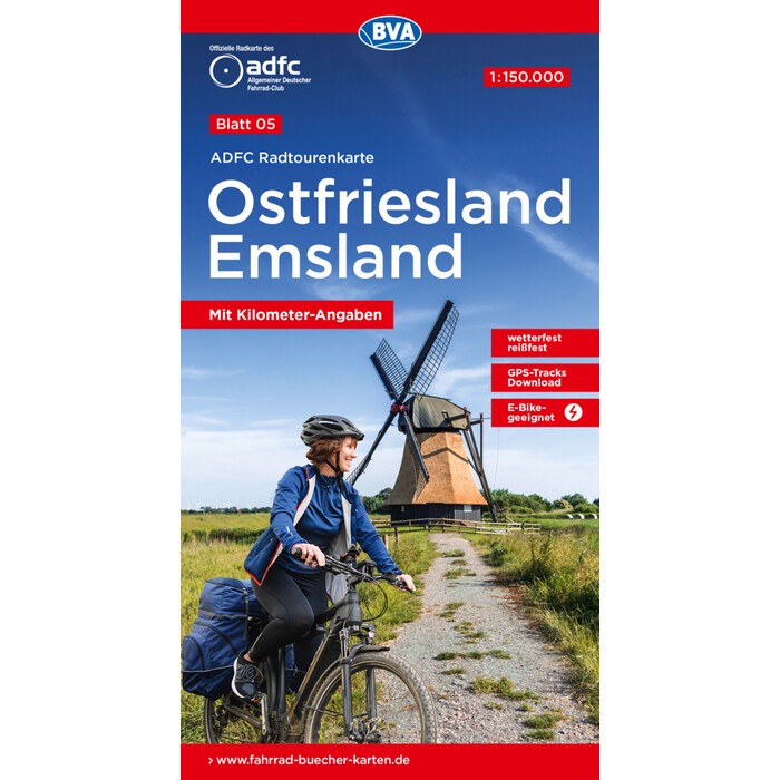 ADFC-Radtourenkarte 5 Ostfriesland / Emsland 1:150.000, reiß- und wetterfest, E-Bike geeignet, GPS-Tracks Download, mit Bett+Bike-Symbolen, mit...
