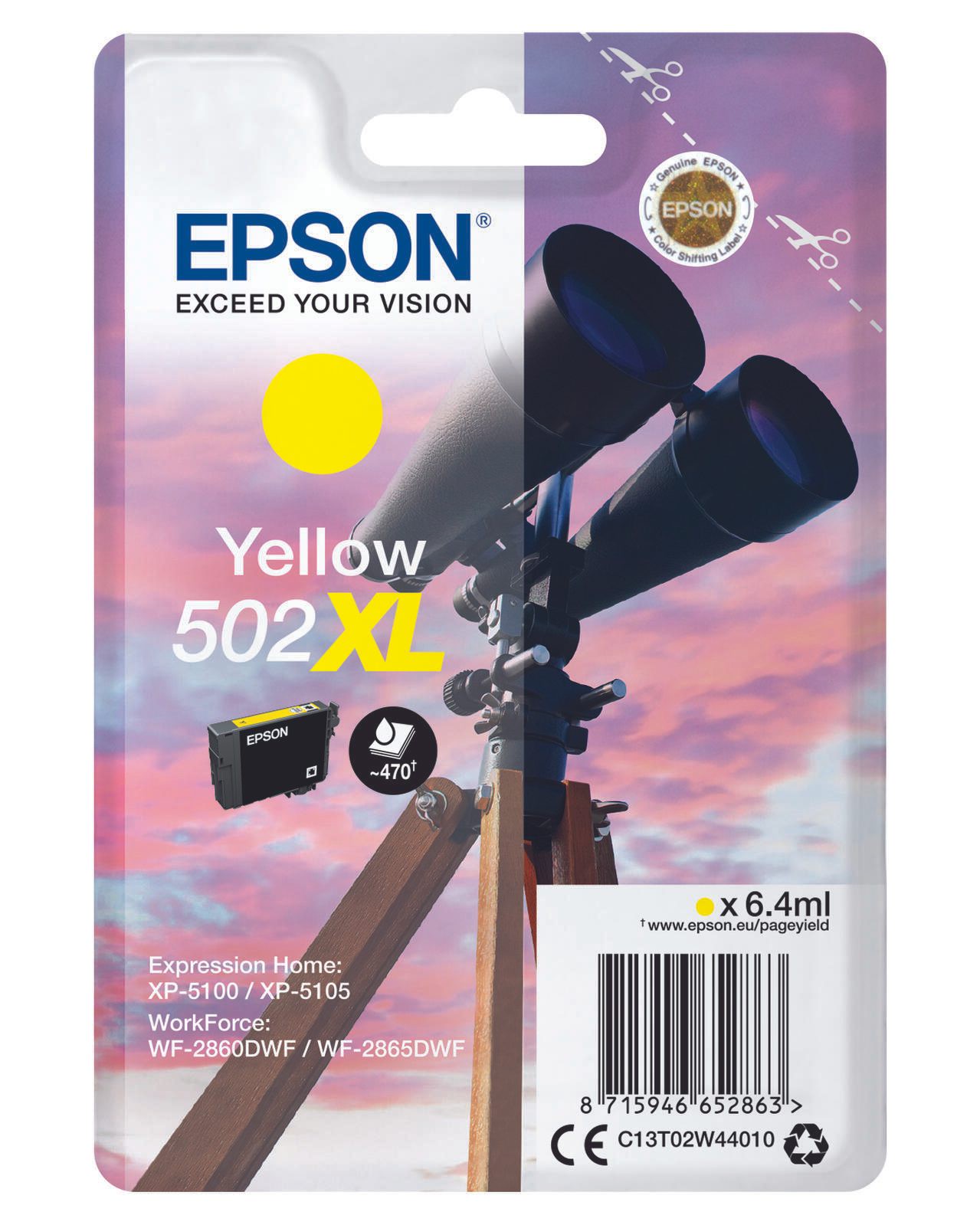 Epson Original 502XL Fernglas Druckerpatrone - gelb (C13T02W44010)