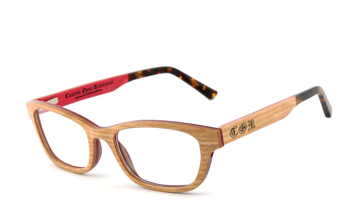 COR | Brille, Brillengestell, Brillenfassung, Korrekturbrille, Korrekturfassung | SEHSTÄRKE möglich | COR008 Holzbrille