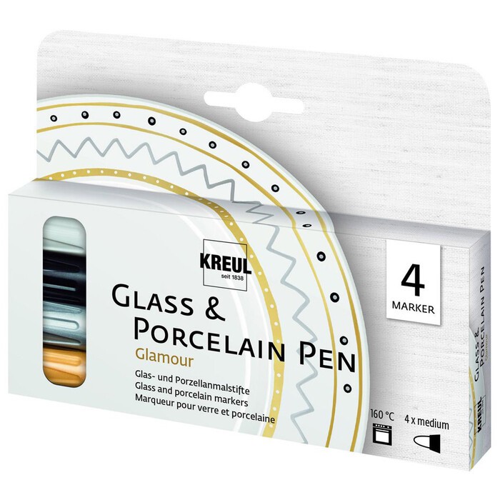 KREUL Glas- und Porzellanmalstifte Glamour 4 Stück mehrere Farben