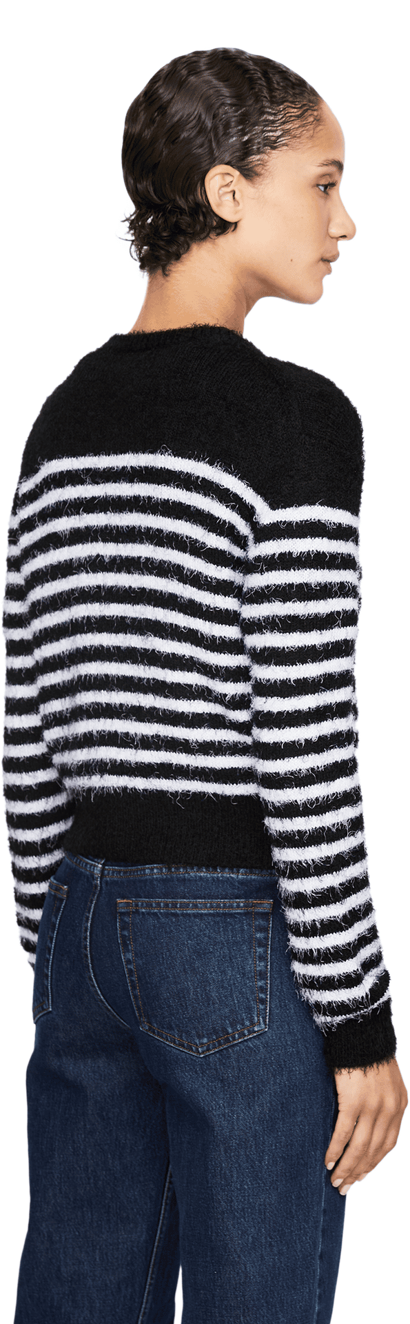 Seiden-Cashmere-Strickjacke 'Jules' Schwarz/Weiß