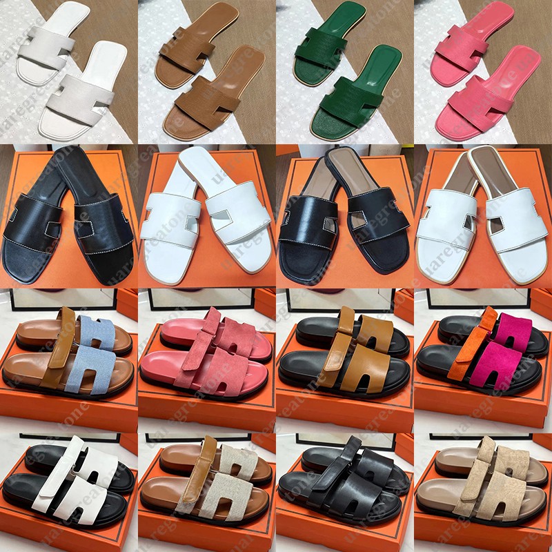 Hermès Oran Slipper Chypre Sandals Slimes plates pantoufles femmes Sliders Slipper Claquette chypre noir blanc kaki jaune brevet féminins