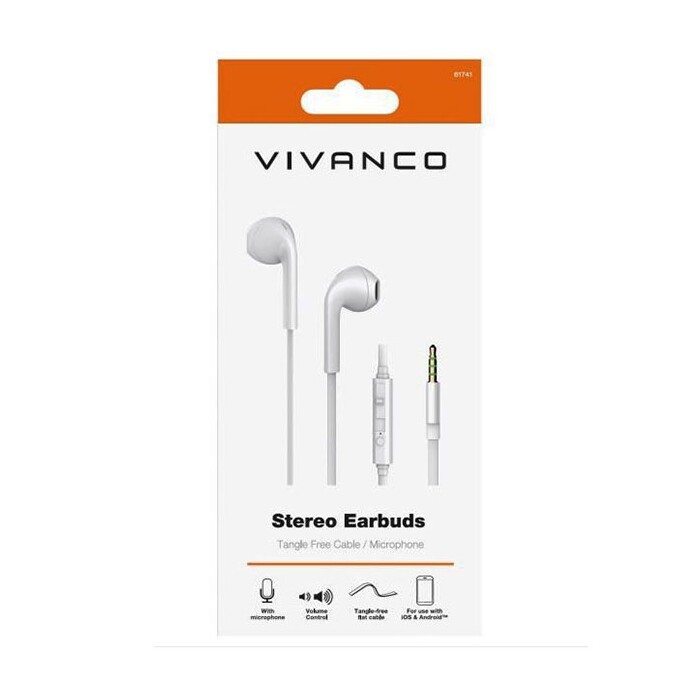 VIVANCO Stereo Earbuds mit Mikrofon weiß
