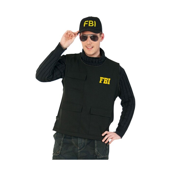 FBI-Weste mit seitlichem Klettverschluss Größe M schwarz