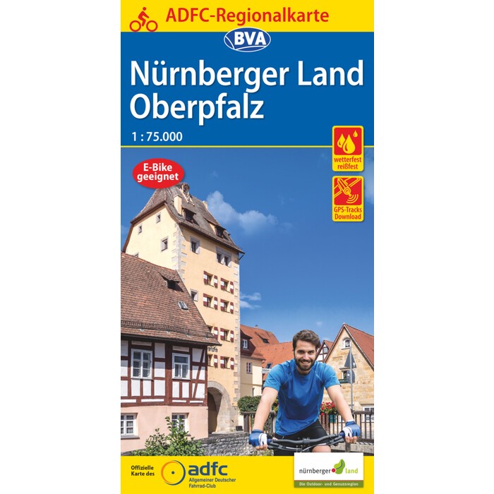 ADFC Regionalkarte Nürnberger Land/ Oberpfalz, 1:75.000, reiß- und wetterfest, GPS-Tracks Download - E-Bike geeignet