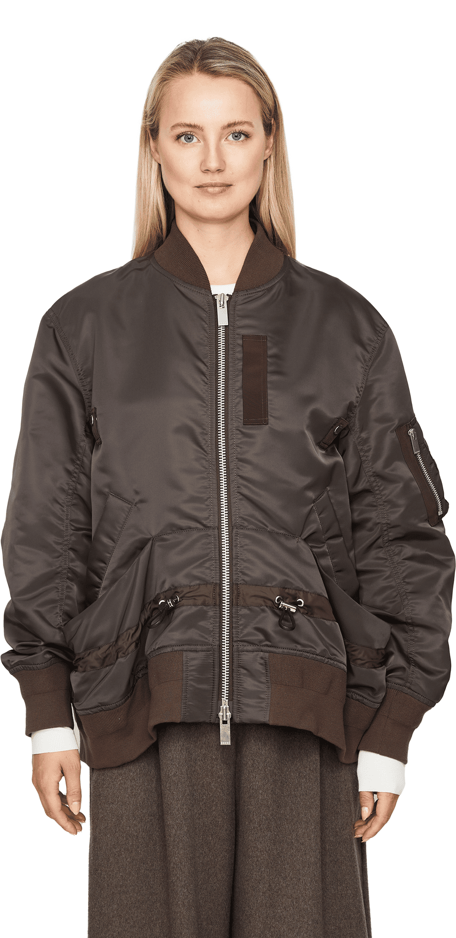 Bomberjacke mit Kordelzug Dunkelbraun