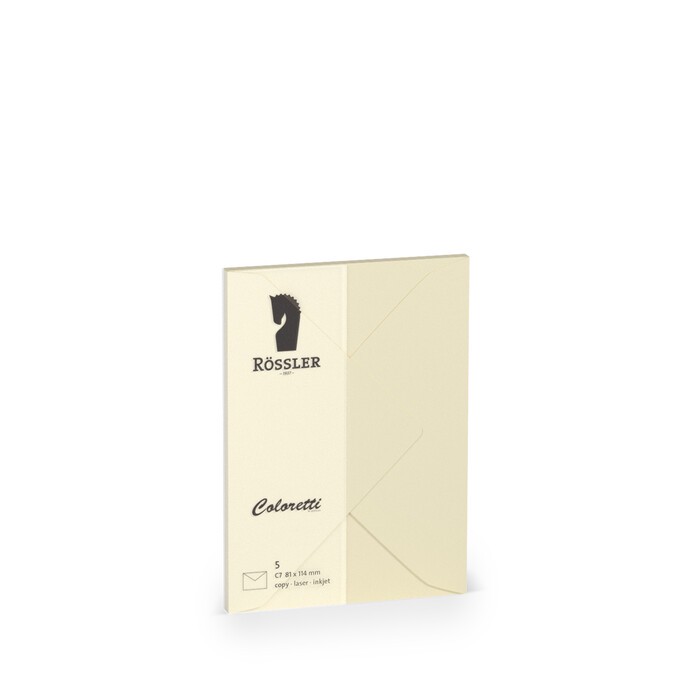 RÖSSLER Coloretti Kuverts C7 5 Stück creme