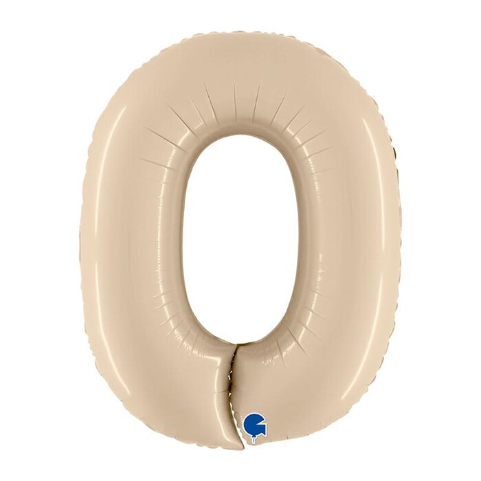 GRABO Heliumballon Satin Cream Zahl 0 beige