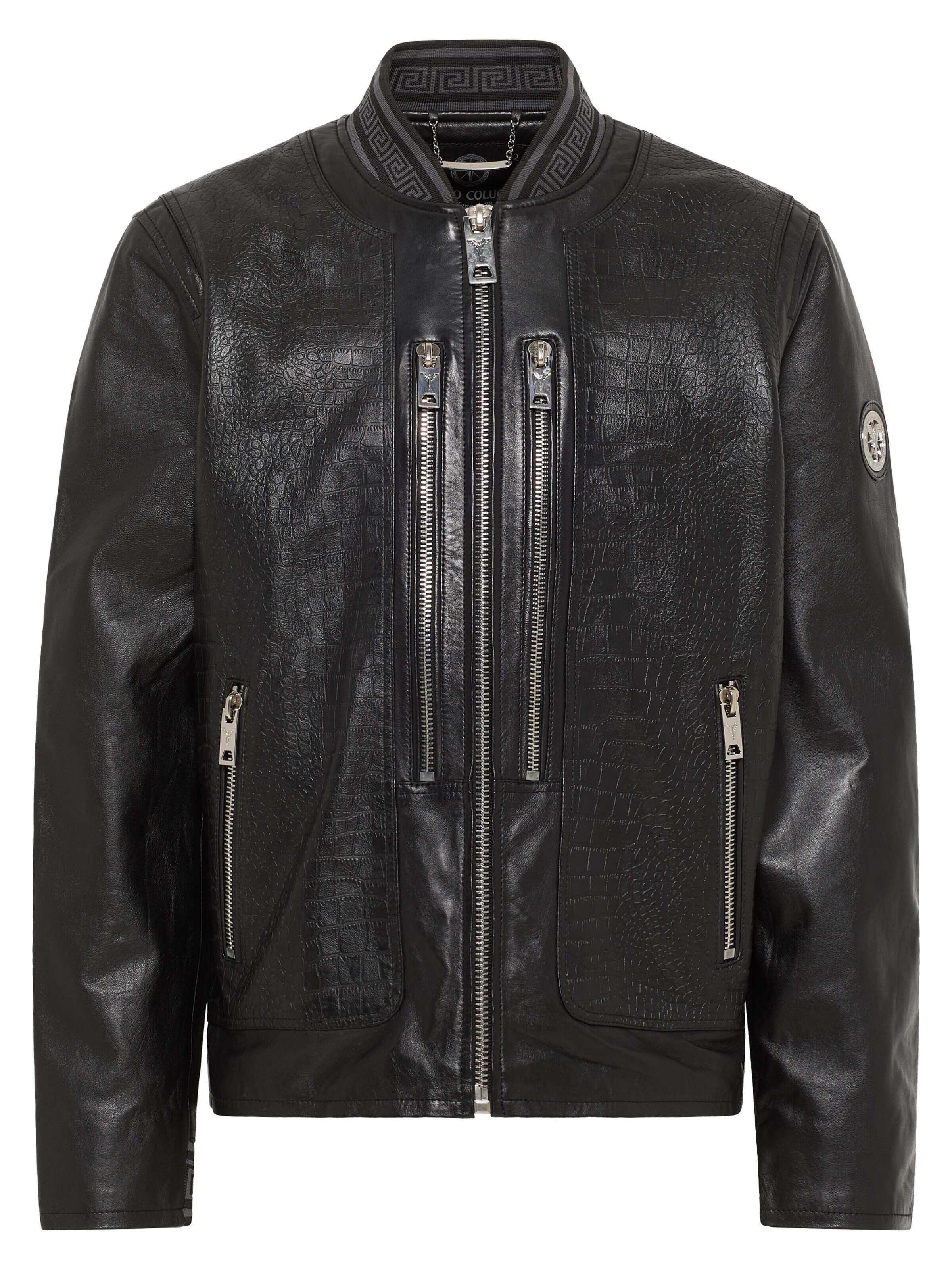 Lederjacke mit Krokooptik