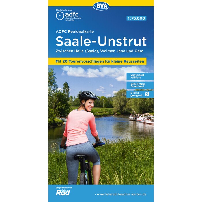 ADFC-Regionalkarte Saale-Unstrut, 1:75.000, mit Tagestourenvorschlägen, reiß- und wetterfest, E-Bike-geeignet, GPS-Tracks Download
