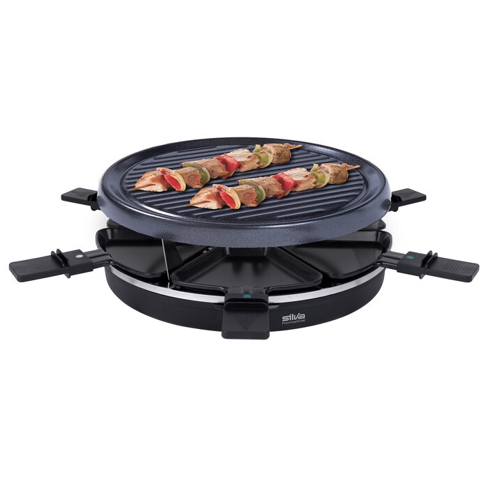 SILVA HOMELINE Raclette Ø 26 cm mit 6 Pfannen schwarz