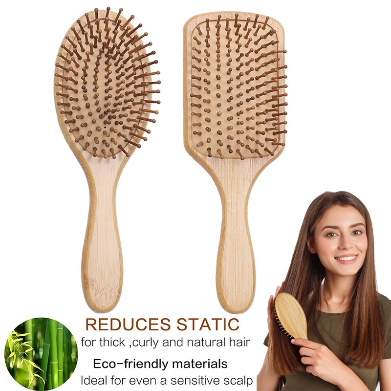 SAC Brosse à cheveux bambou peigne palette massage grande brosse démêlante antichute massager prévention trichomadèse