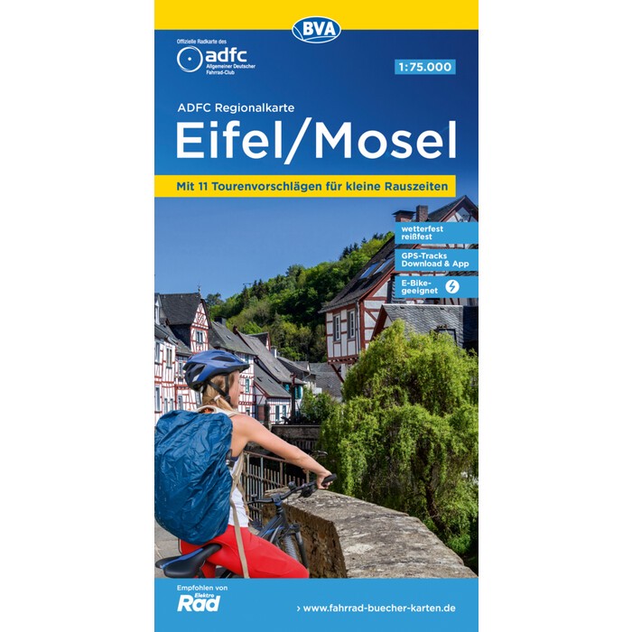 ADFC-Regionalkarte Eifel/ Mosel, 1:75.000, mit Tagestourenvorschlägen, reiß- und wetterfest, E-Bike-geeignet, GPS-Tracks-Download