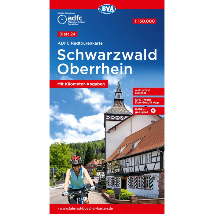 ADFC-Radtourenkarte 24 Schwarzwald Oberrhein 1:150.000, reiß- und wetterfest, E-Bike geeignet, GPS-Tracks Download, mit Bett+Bike Symbolen, mit...