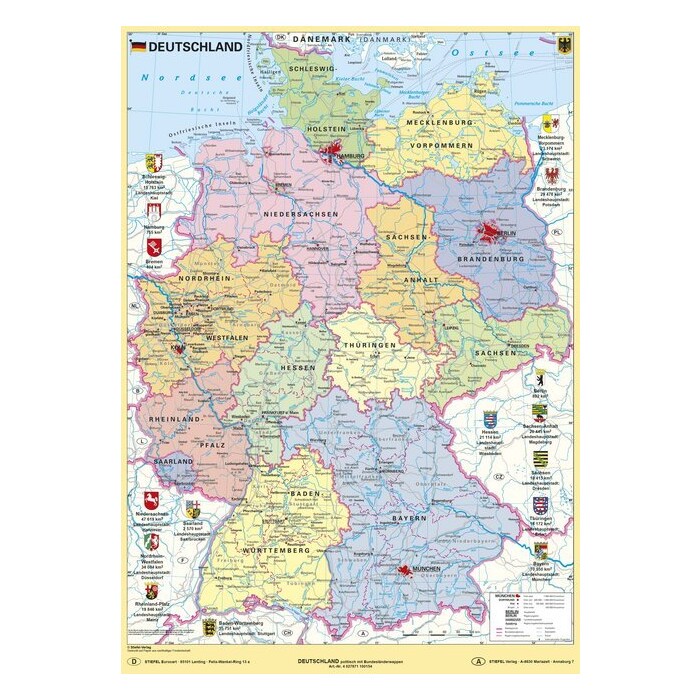 Heinrich Stiefel: Deutschland politisch mit Bundesländerwappen