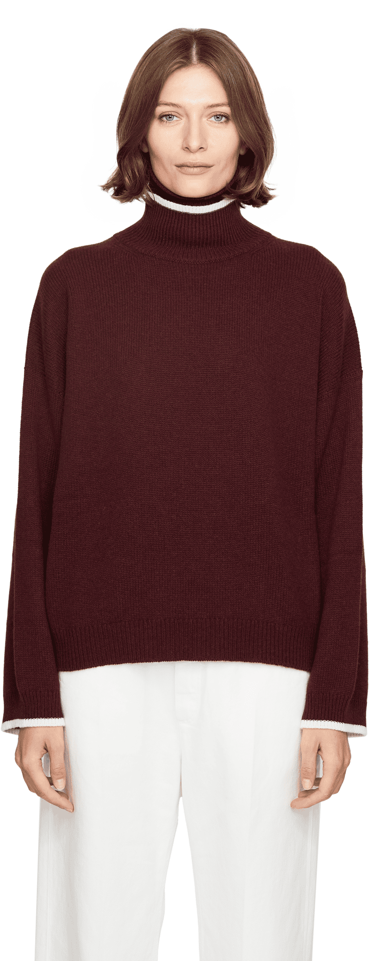 Cashmere-Rollkragenpullover Bordeaux