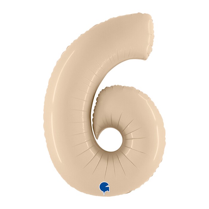 GRABO Heliumballon Satin Cream Zahl 6 beige