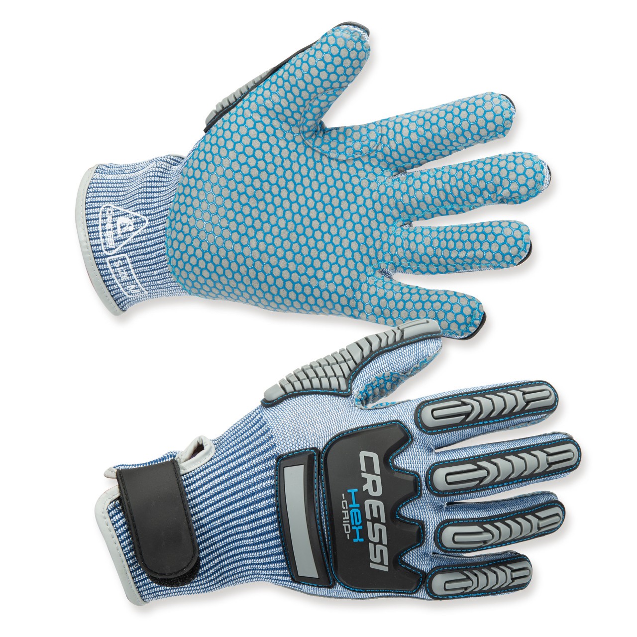 Cressi Handschuh Hex - für wärmere Gewässer blau mit Schnittschutz 