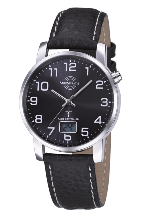 MasterTime Herren-Funkuhr Basic, schwarz - MTGA-10576-24L