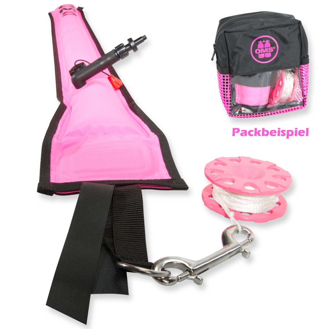 OMS Safety Sparset 3.3 - mit Boje Tasche und 23 m Mini Reel - pink
