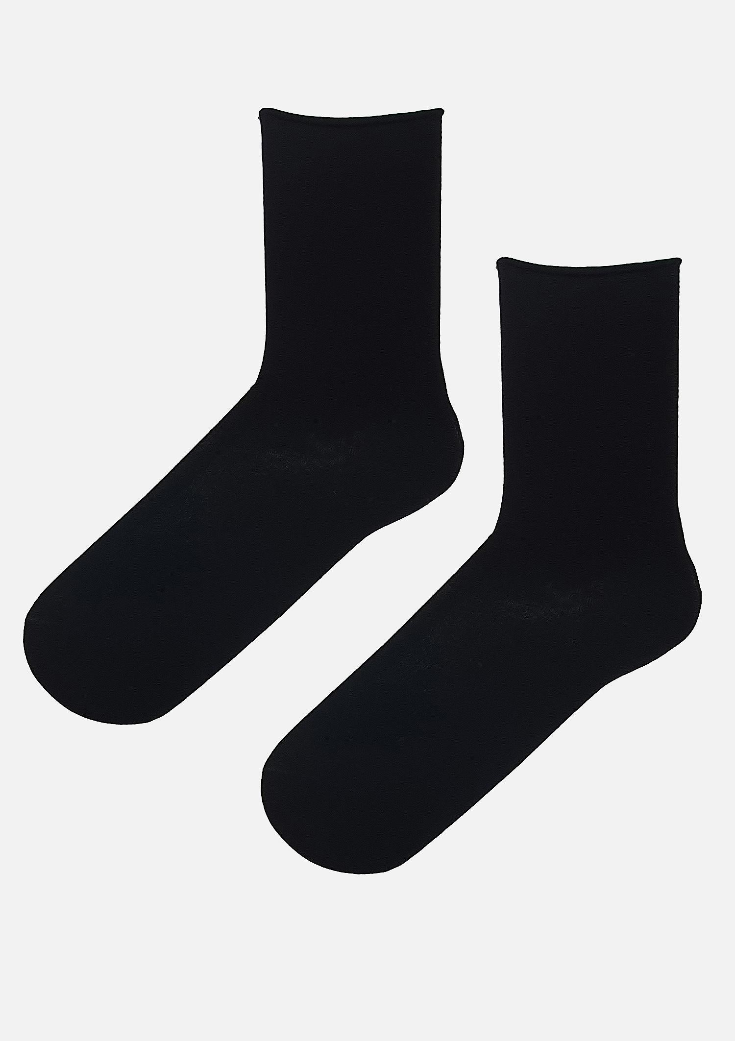 Damen-Socken in Schwarz ohne Gummibund aus Tencel und Seide – Silk No Stress