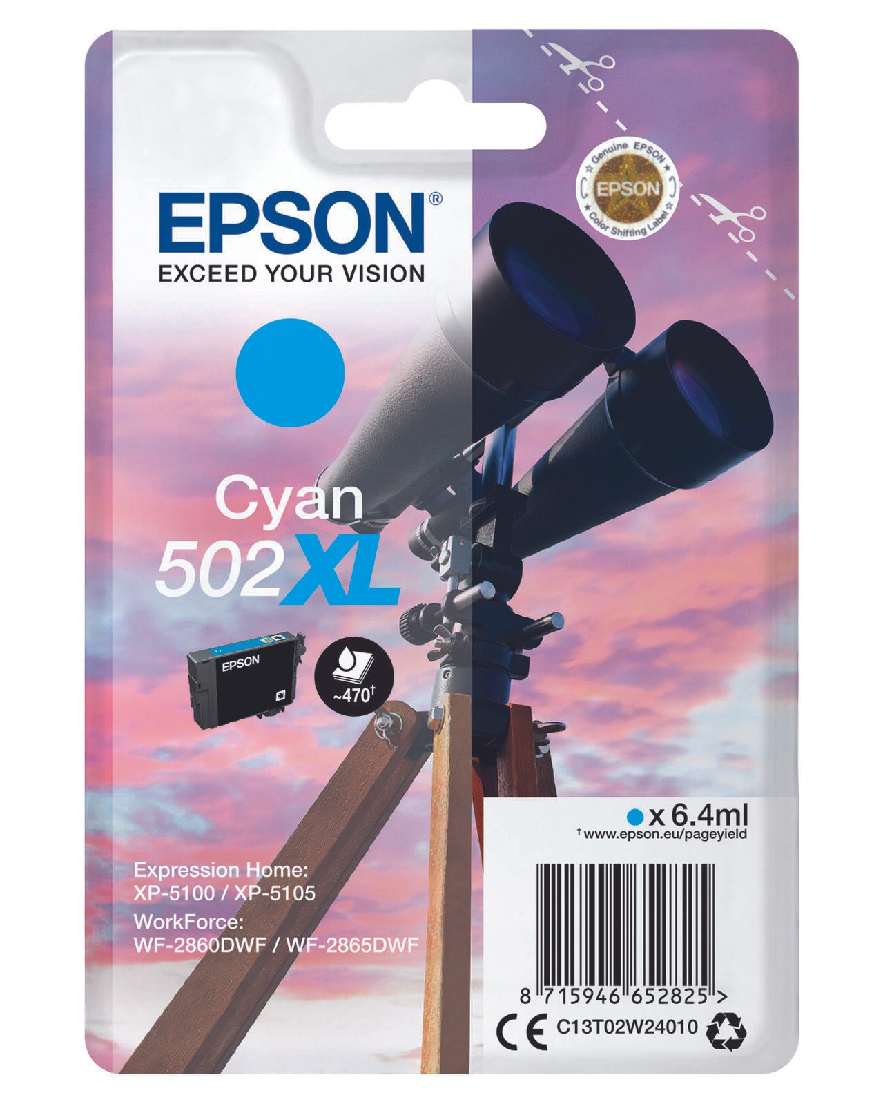 Epson Original 502XL Fernglas Druckerpatrone - cyan (C13T02W24010)