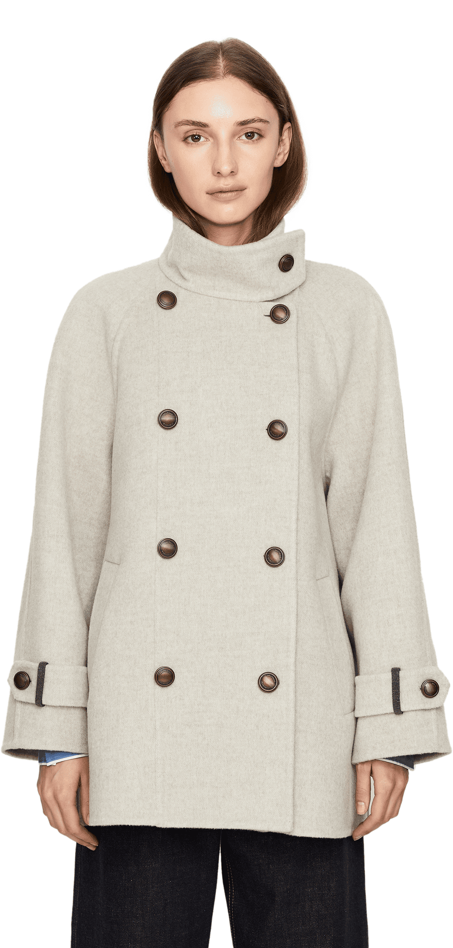 Cabanjacke aus Wolle und Cashmere Grau
