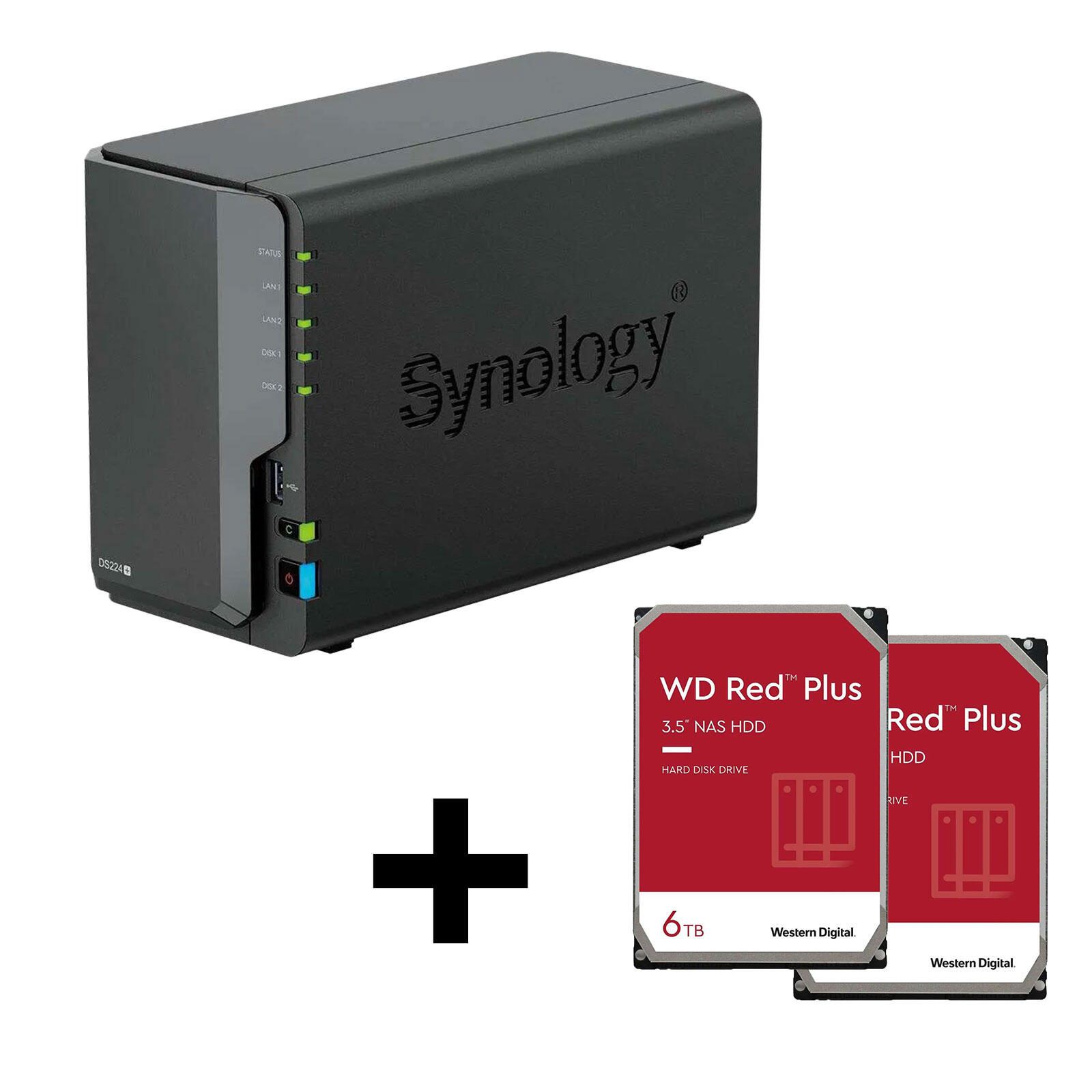 Synology DiskStation DS224+ 2 Einschübe NAS-Server Leergehäuse + 2x WD Red NAS 3.5