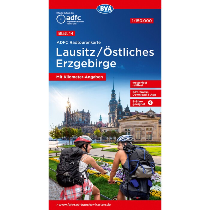 ADFC-Radtourenkarte 14 Lausitz /Östliches Erzgebirge 1:150.000, reiß- und wetterfest, E-Bike geeignet, GPS-Tracks Download, mit Bett+Bike Symbolen,...
