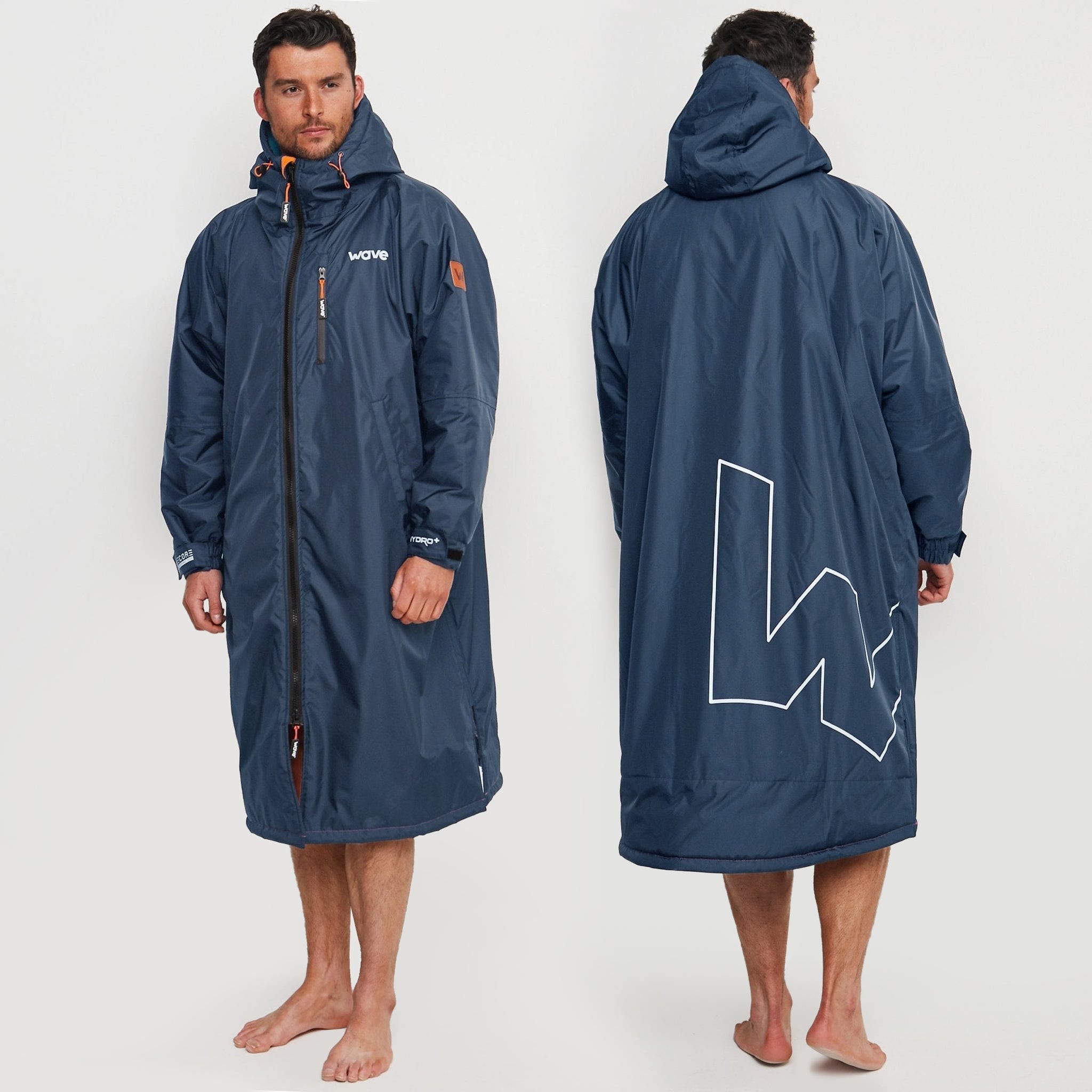 Fleece-Lined Changing Robe | Unisex | Sage | Wave Spas USA, Navy / XL