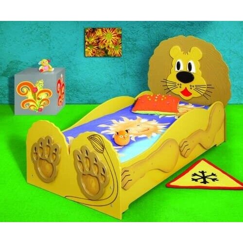 Kinderbett Jugendbett Bett Betten Inkls Matratze Holzbett 90x200cm Tier Löwe Neu