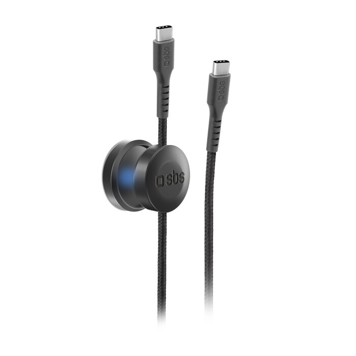 SBS USB-C auf USB-C Kabel mit Magnethalterung schwarz
