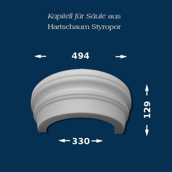 Wiesemann | Säulenkapitell SK21-2" | Polystyrol | 494 x 330 mm | Dekosäule | Zierelement Stucksäule 