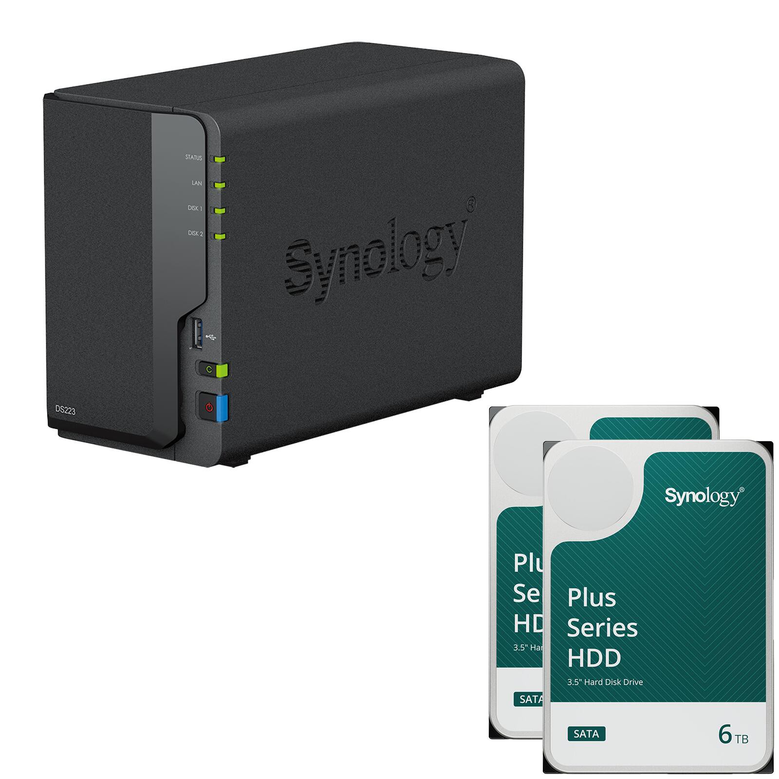 Synology DiskStation DS223 2 Einschübe NAS-Server Leergehäuse + 2x Synology Plus 3.5
