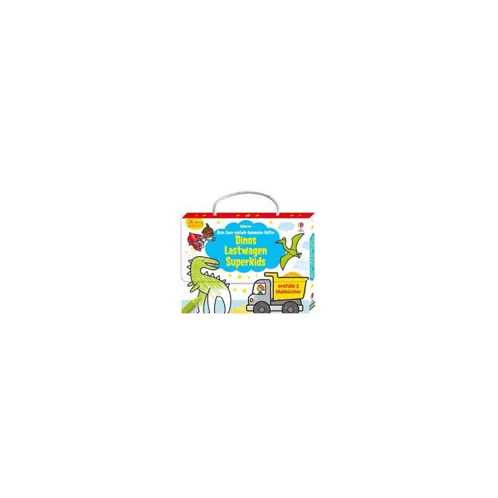 Kleine Kreativ-Werkstatt – Mein Ganz-einfach-Ausmalen-Koffer: Dinos, Lastwagen, Superkids - Taschenbuch