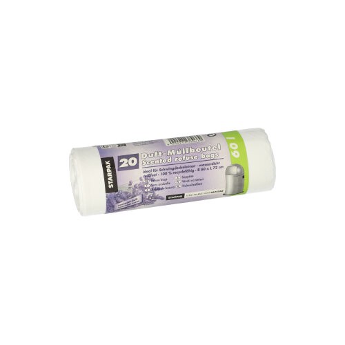 Müllbeutel mit Duft, LDPE 60 l H 72 x B 60 cm weiss - Lavender (Karton)