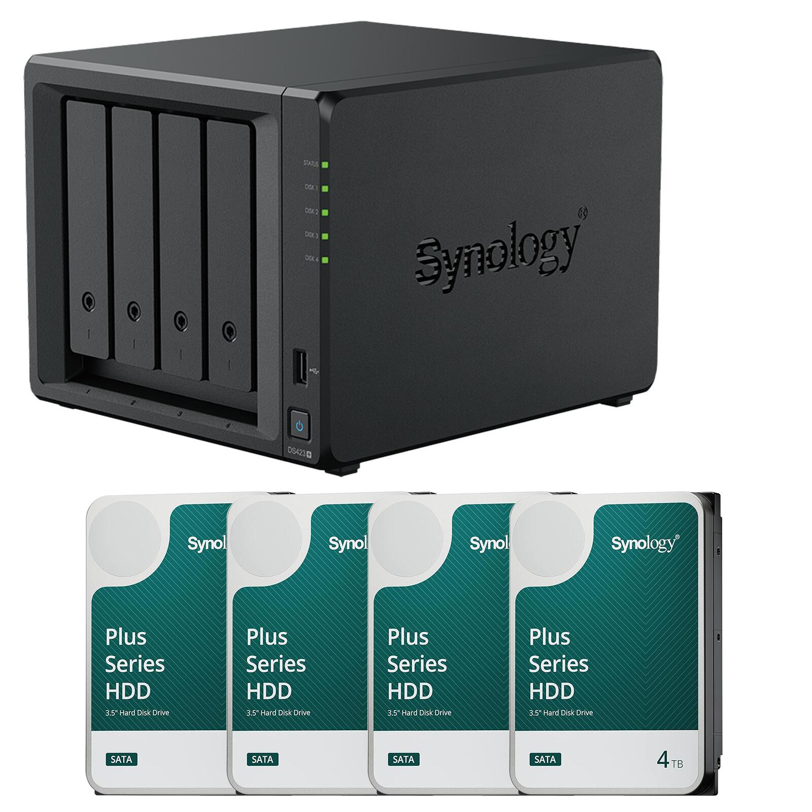 Synology DiskStation DS423+ 4 Einschübe NAS-Server Leergehäuse + 4x Synology Plus 3.5