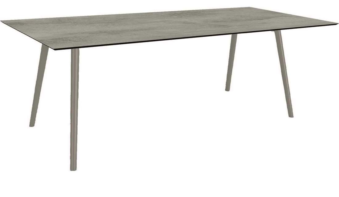 Stern Tisch 220x100cm Interno Rundrohr Aluminium - anthrazit Silverstar Zement hell