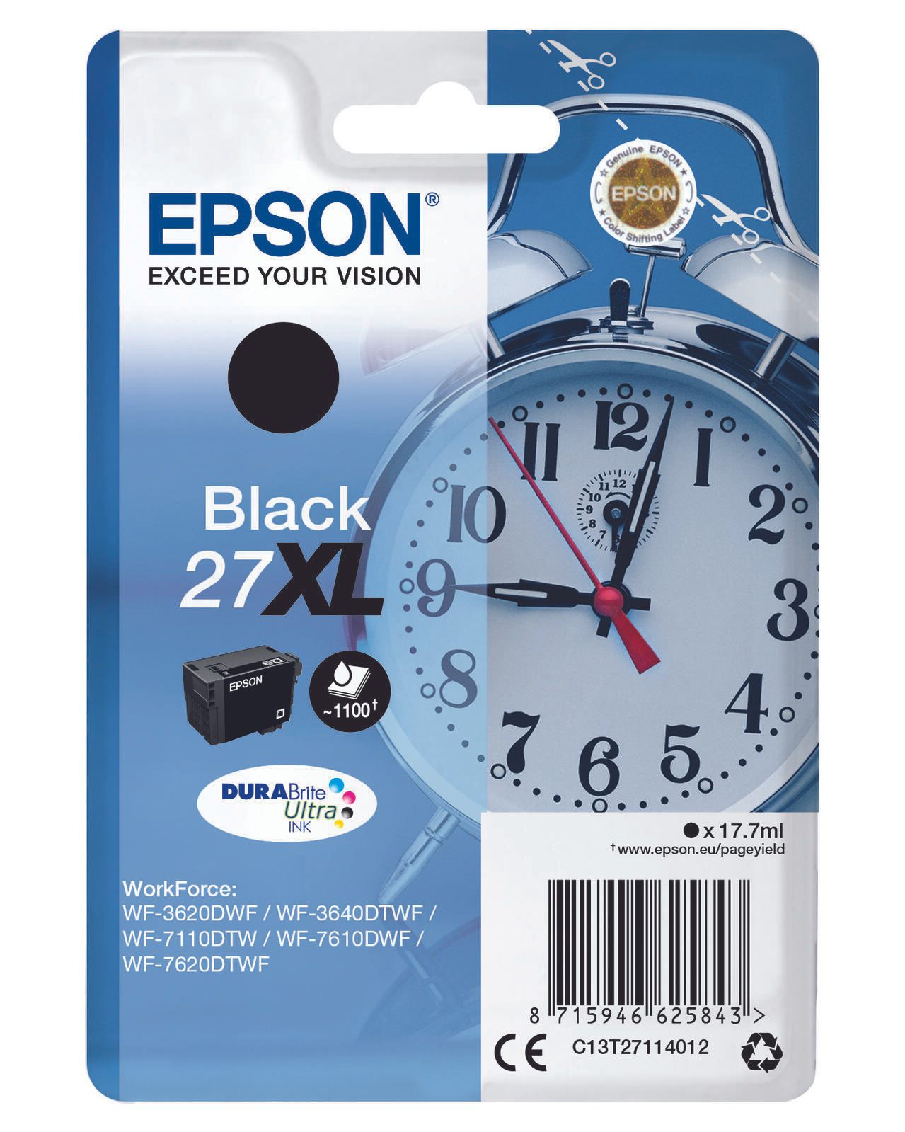 Epson Original 27XL Wecker Druckerpatrone - schwarz (C13T27114012)