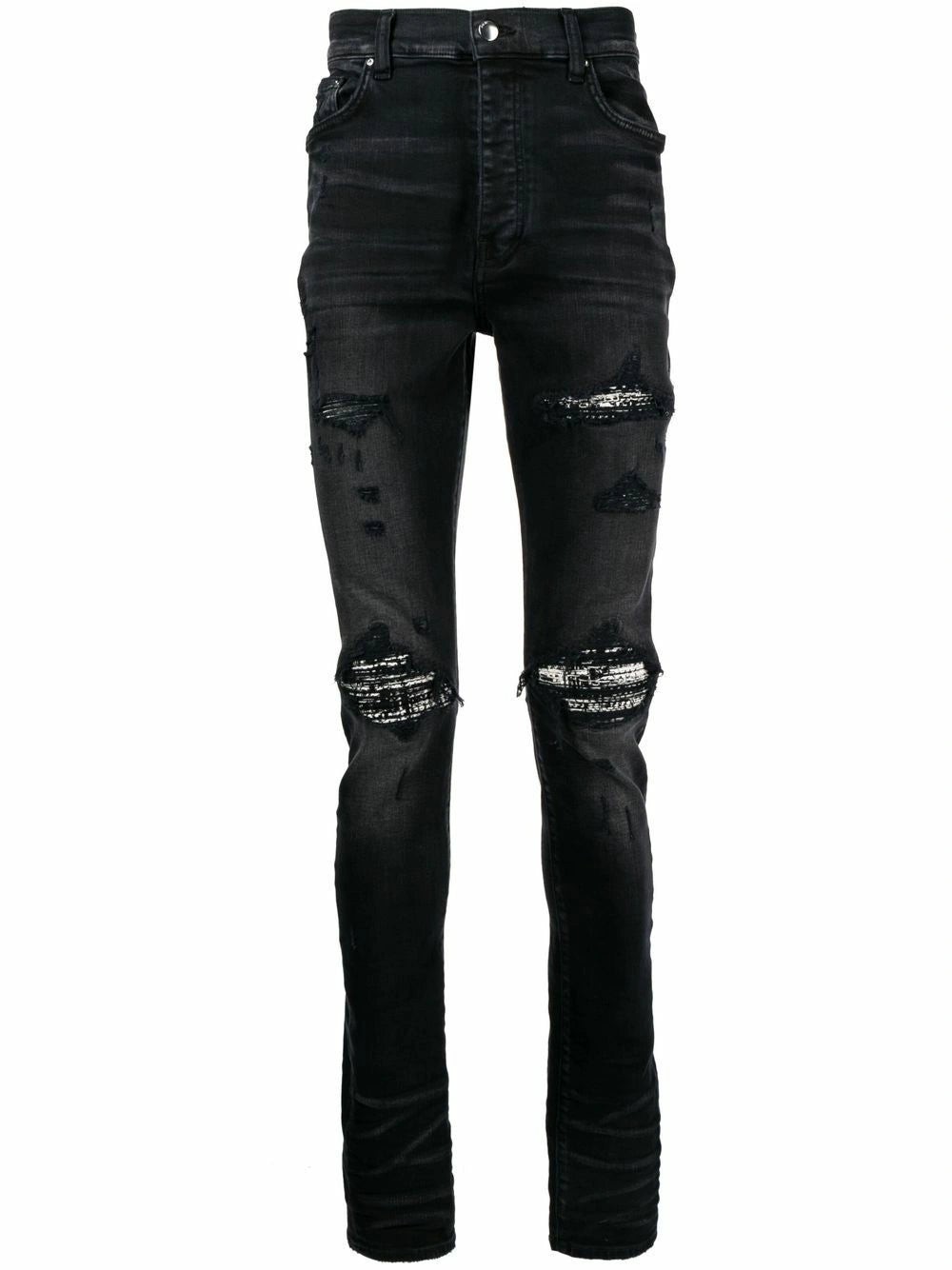Amiri Boucle MX1 Ripped Jeans in Black - Black / 34W
