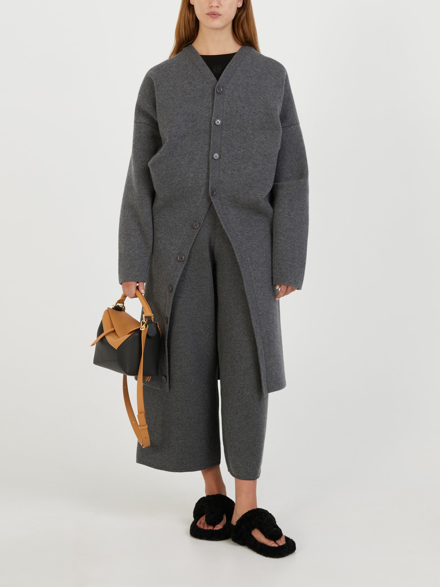 Strickmantel aus Wolle Grau
